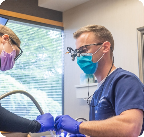 smiling Dr. Plecas With Patient